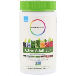 Мультивитамины 50+, Active Adult 50+, Rainbow Light, 180 таблеток
