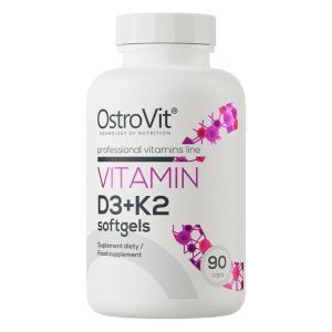 Витамин D3 + K2, Vitamin D3 + K2, OstroVit, 90 гелевых капсул
