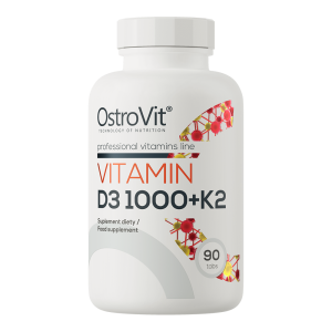 Витамин D3 + K2, Vitamin D3 1000 IU + K2, OstroVit, 1000 МЕ, 90 таблеток
