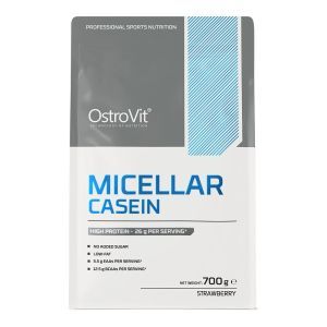Мицеллярный казеин, Micellar Casein, OstroVit, вкус клубники, 700 г
