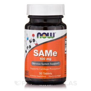 S-аденозил-L-метионин, SAMe, Now Foods, 100 мг, 30 таблеток
