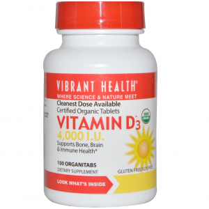 Витамин Д3, Vitamin D3, Vibrant Health, 4 000 МЕ, 100 таблеток