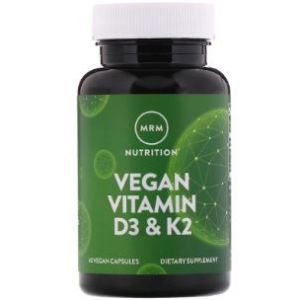 Витамины Д-3 и К-2, Vitamin D3 & K2, MRM, для веганов, 60 капсул