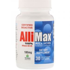 Аллицин в порошке, 100% Allicin Powder Capsules, Allimax, 180 мг, 30 капсул