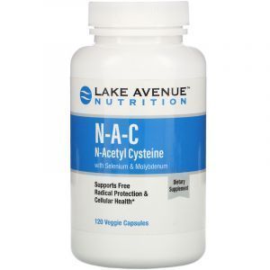 N-ацетилцистеин с селеном и молибденом, N-Acetyl Cysteine with Selenium & Molybdenum, Lake Avenue Nutrition, 600 мг, 120  кап.