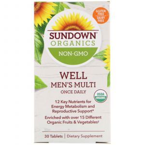 Мультивитамины для мужчин, Well Men's Multivitamin, Sundown Organics, 30 таблеток
