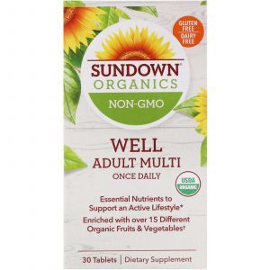 Ежедневные мультивитамины, Well Adult Multi, Sundown Organics, 30 таблеток