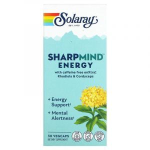 Поддержка энергии,  SharpMind Energy, Solaray, 30 вегетарианских капсул
