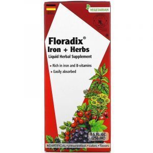Floradix, Железо + травы, Iron & Herbs, Gaia Herbs, 250 мл