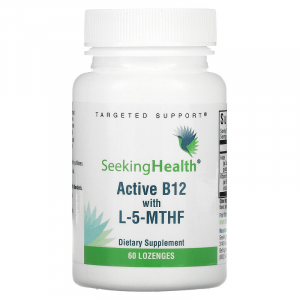 Витамин B12 с L-5-MTHF, Active B12 With L-5-MTHF, Seeking Health, 60 леденцов
