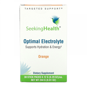 Электролиты, Optimal Electrolyte, Seeking Health, вкус апельсина, 30 пакетов по 8.12 г
