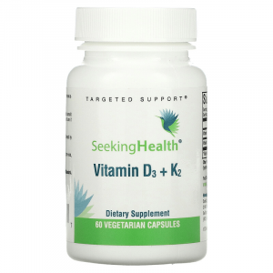 Витамин D3 + K2, Vitamin D3 + K2, Seeking Health, 60 вегетарианских капсул
