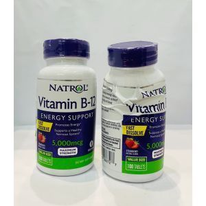 Вітамін В12, смак полуниці, Vitamin B-12, Natrol, 5000 мкг, 100 таблеток