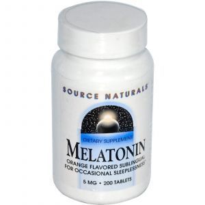 Мелатонин 5 мг (апельсин), Source Naturals, 200 таб. 