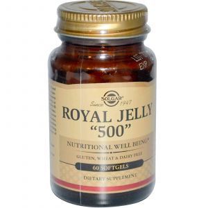 Маточне молочко, Royal Jelly, Solgar, "500", 60 гелевих капсул