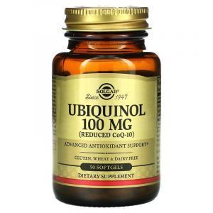 Коэнзим  Q10 Убихинол, Ubiquinol, Solgar, уменьшенный, 100 мг, 50 жидких капсул