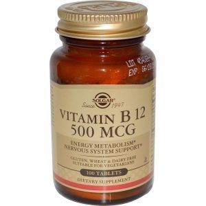 Витамин В12, Vitamin B12, Solgar, 500 мкг, 100 таб.