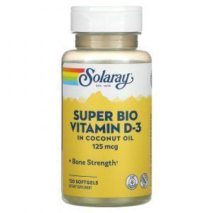 Витамин D-3, Super Bio Vitamin D-3, Solaray, 5000 МЕ, 120 гелевых капсул