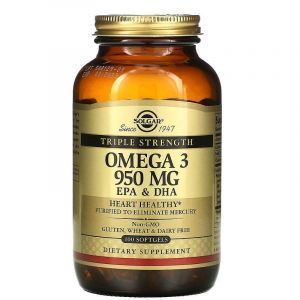 Рыбий жир, Омега 3 (Omega-3 EPA, DHA), Solgar, 950 мг, 100 кап