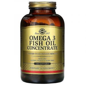 Омега-3, Omega-3 Fish Oil, Solgar, концентрат рыбьего жира, 240 гелевых капсул
