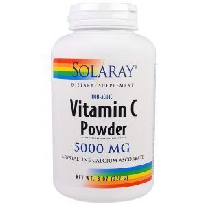 Витамин С, Vitamin C Powder, Solaray, 5000 мг, 227 г.