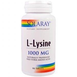  L-лизин, L-Lysine, Solaray, 1000 мг,  90 таблеток