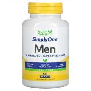 Мультивитамины для мужчин, Men Multivitamins, Super Nutrition, без железа, + поддерживающие травы, 90 таблеток