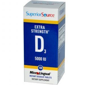 Витамин Д3, Vitamin D3, Superior Source, 5000 МЕ, 100 таб.