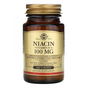 Витамин В3 (ниацин), Niacin (Vitamin B3), Solgar, 100 мг, 100 таблеток