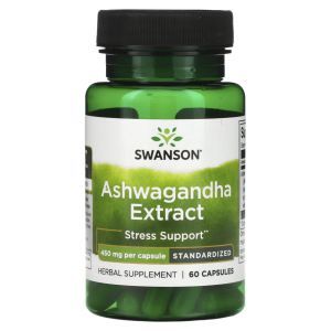 Ашваганда, экстракт, Ashwagandha Extract, Swanson, стандартизированный, 450 мг, 60 капсул
