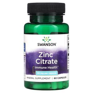 Цинк цитрат, Zinc Citrate, Swanson, 30 мг, 60 капсул

