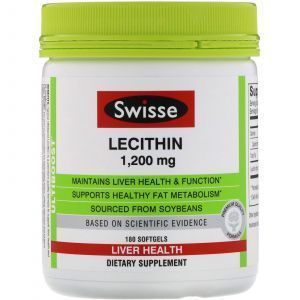 Лецитин, Lecithin, Swisse, 1200 мг, 180 кап.