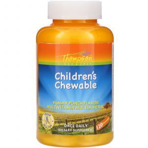 Жувальні вітаміни, Children's Chewable, Thompson, смак пуншу, 120 жувальних таблеток