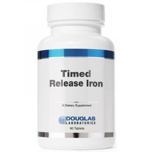 Железо, Timed Released Iron, Douglas Laboratories, поддержка анемии, летаргии, усталости, выработки красных кровяных телец и оксигенации, 90 таблеток
