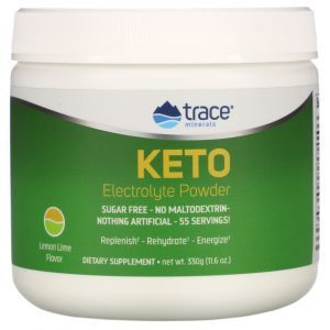 Кето-електролітний порошок, без цукру, смак лимону та лайма, Keto Electrolyte Powder, Trace Minerals Research, 330 г