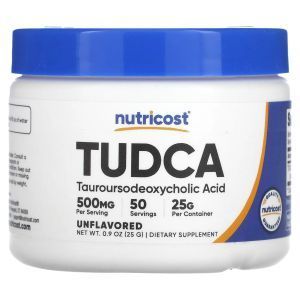 Тауроурсодезоксихолевая кислота, TUDCA, Nutricost, без вкусовых добавок, 500 мг, 25г