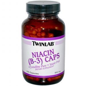 Ниацин (В-3), Niacin (B-3) Caps, Twinlab, 500 мг, 100 капсул