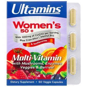 Мультивітаміни для жінок старше 50 років з коензимом Q10, грибами, ферментами, овочами і ягодами, Women's 50+ Multivitamin, Ultamins, 60 капсул
