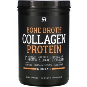 Протеин коллагеновый, Bone Broth Collagen Protein, Sports Research, шоколад, 480 г
