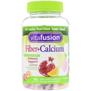 Клетчатка + кальций, Fiber + Calcium Prenatal Support, VitaFusion, 90 жевательных таблеток