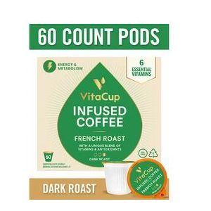 Кофейные капсулы с витаминами, French Roast Coffee Pods, VitaCup, 60 шт