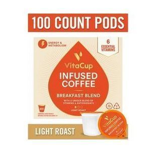 Кофейные капсулы для энергии, Breakfast Blend Coffee Pods, VitaCup, 100 шт