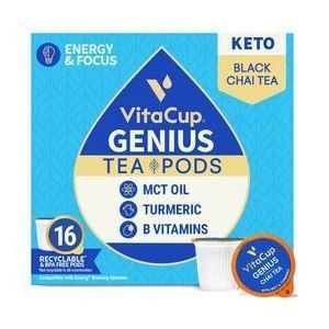 Настоянный чай в капсулах с MCT, куркумой, корицей и витаминами, Genius Tea Pods, VitaCup, 16 шт