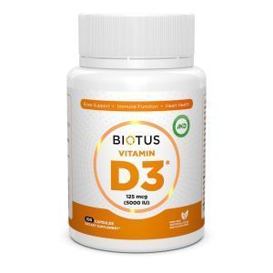 Вітамін Д3, Vitamin D3, Biotus, 5000 МО, 100 капсул
