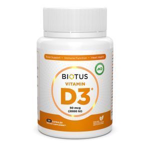 Вітамін Д3, Vitamin D3, Biotus, 2000 МО, 120 капсул
