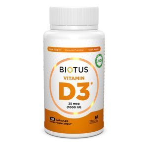 Вітамін Д3, Vitamin D3, Biotus, 1000 МО, 180 капсул