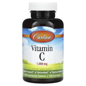 Вітамін С, Vitamin C, Carlson, 1000 мг, 100 вегетаріанських таблеток