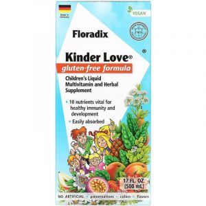 Мультивитамины + травы, для детей, Floradix, Kinder Love, Gaia Herbs, 500 мл