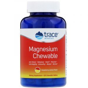 Магний жевательный со вкусом малины и лимона, Magnesium Chewable, Trace Minerals Research, 120 жевательных конфет