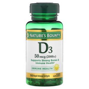 Витамин D3, Nature's Bounty, 50 мкг (2000 МЕ), 150 капсул со скорым высвобождением